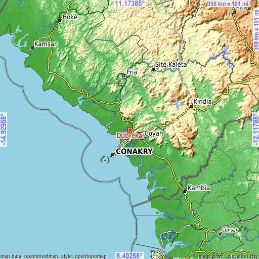 Topographic map of Dubréka