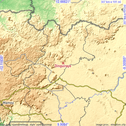 Topographic map of Dinguiraye