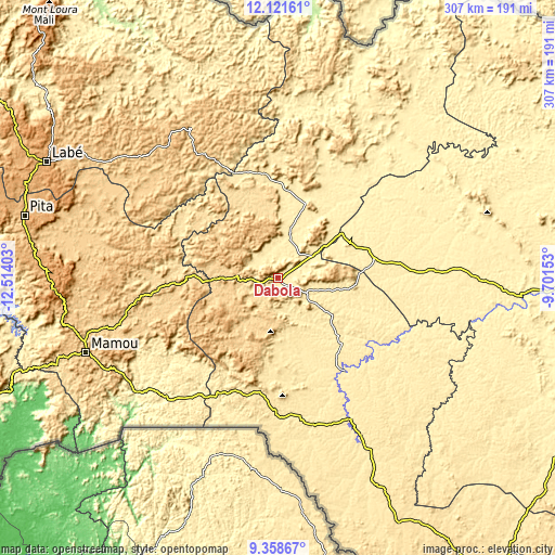 Topographic map of Dabola