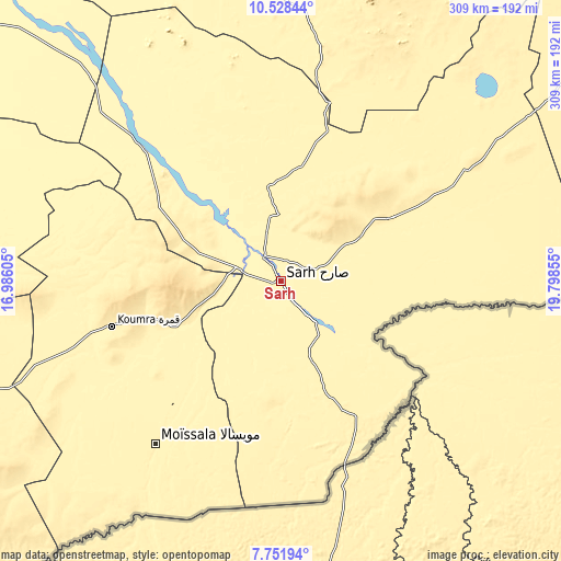 Topographic map of Sarh