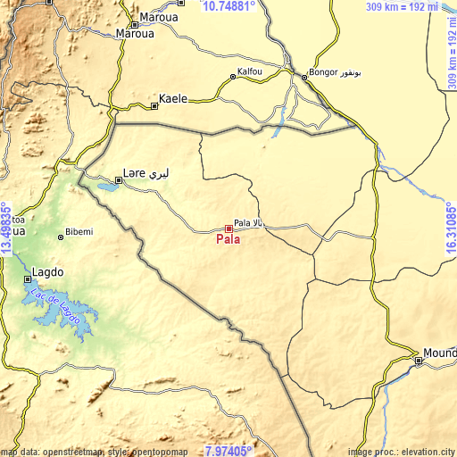 Topographic map of Pala