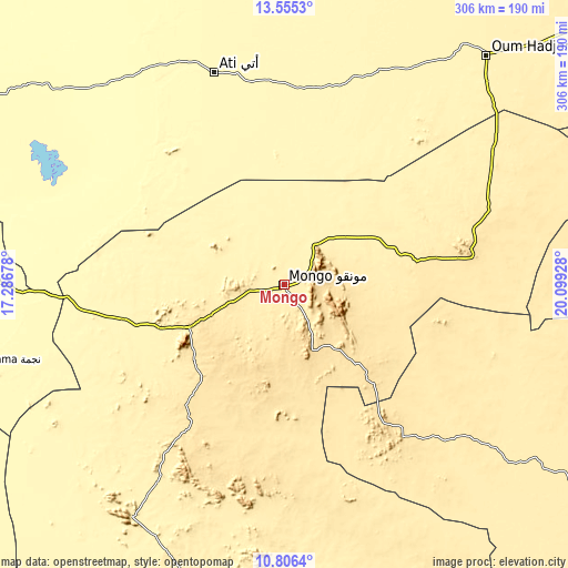 Topographic map of Mongo