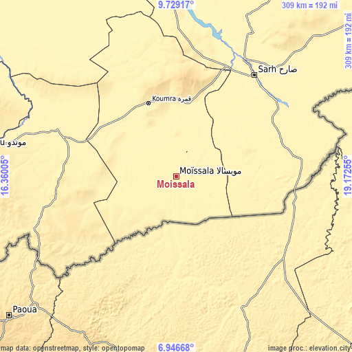 Topographic map of Moïssala