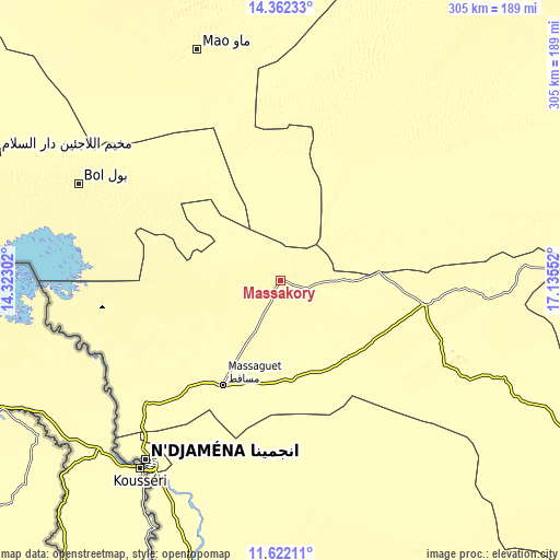 Topographic map of Massakory