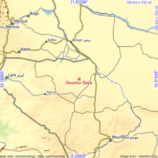 Topographic map of Gounou Gaya