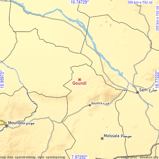 Topographic map of Goundi