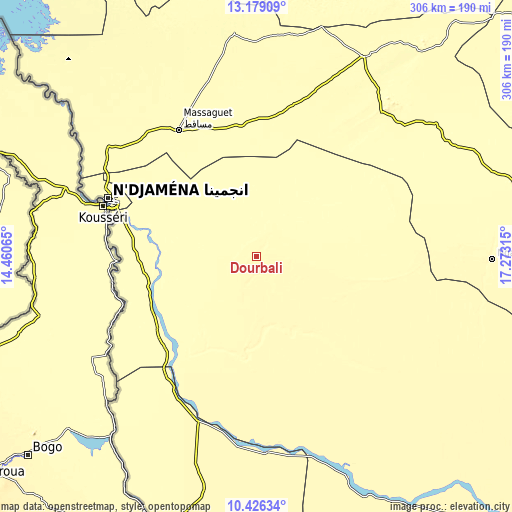 Topographic map of Dourbali