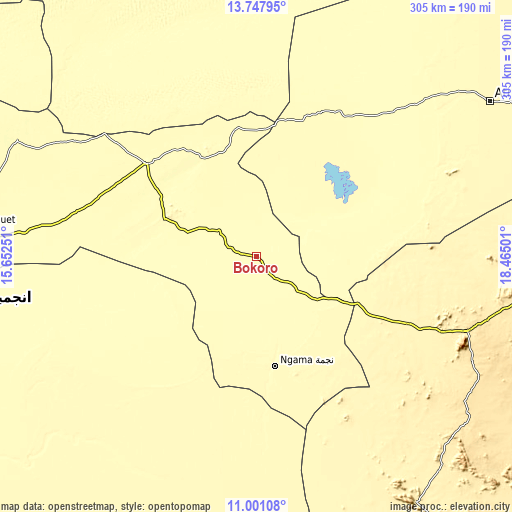 Topographic map of Bokoro