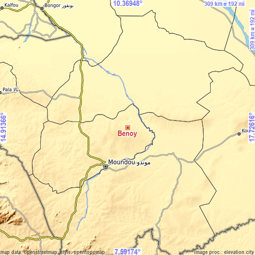 Topographic map of Benoy