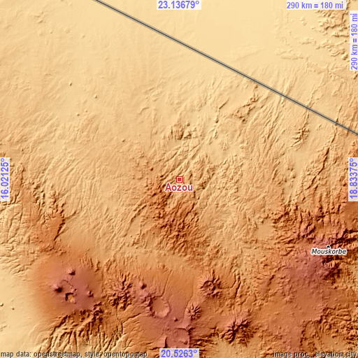 Topographic map of Aozou