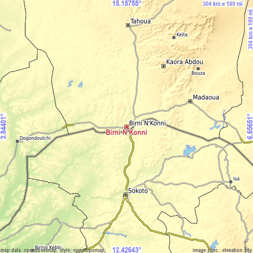 Topographic map of Birni N Konni