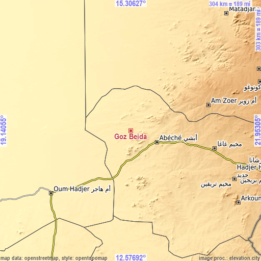 Topographic map of Goz Béïda