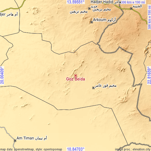 Topographic map of Goz Beïda