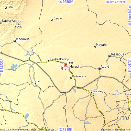 Topographic map of Tibiri