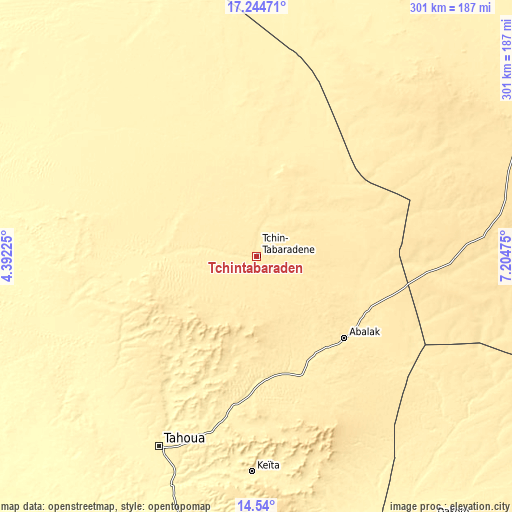 Topographic map of Tchintabaraden