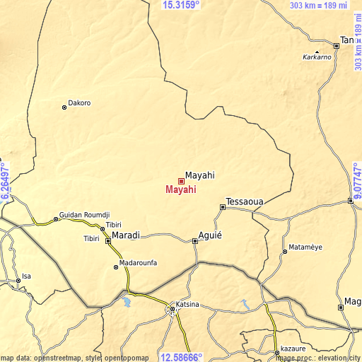 Topographic map of Mayahi
