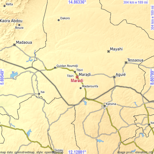 Topographic map of Maradi