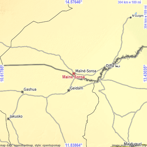 Topographic map of Maïné Soroa