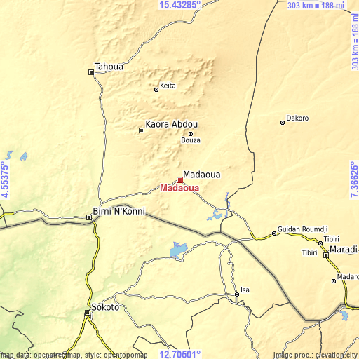 Topographic map of Madaoua