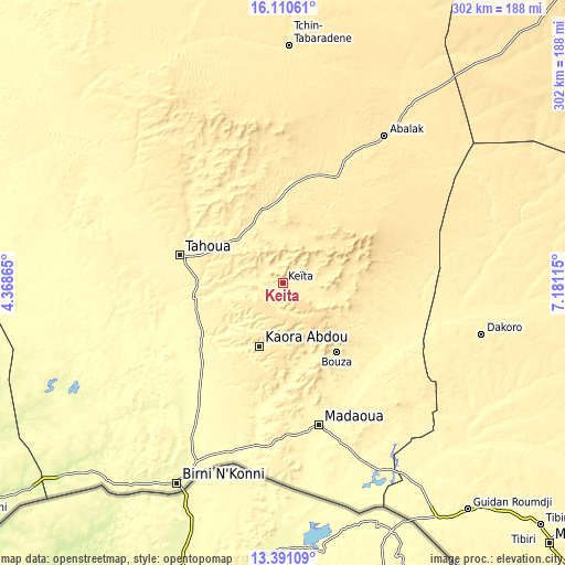 Topographic map of Keïta