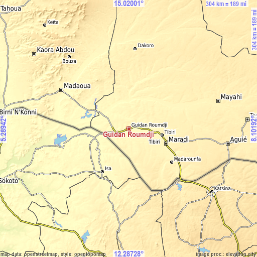 Topographic map of Guidan Roumdji