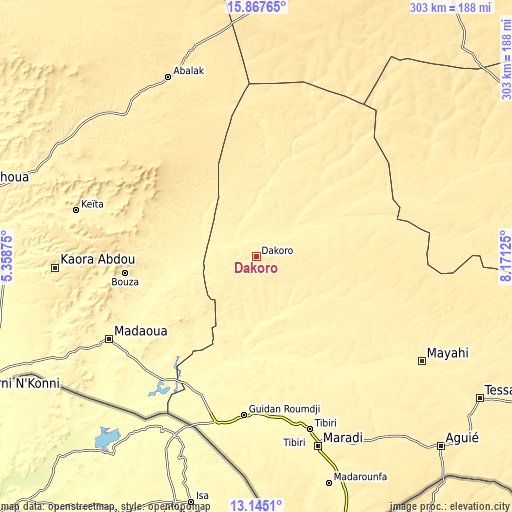 Topographic map of Dakoro