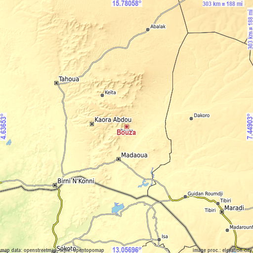 Topographic map of Bouza