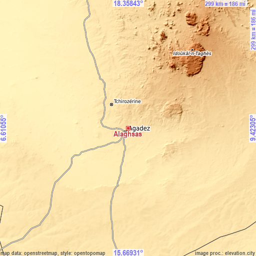 Topographic map of Alaghsas