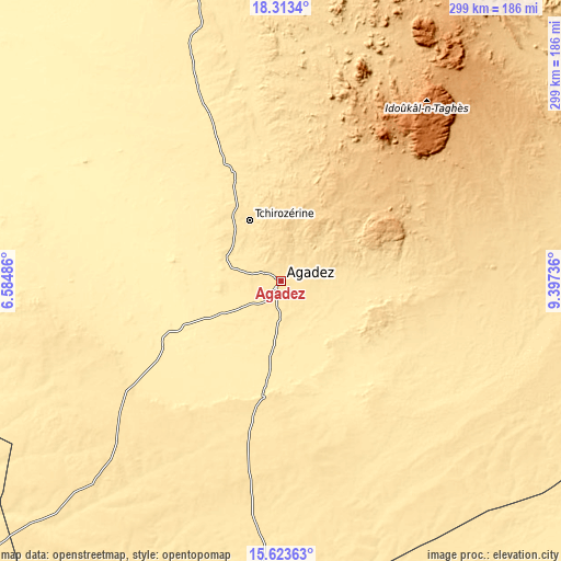 Topographic map of Agadez