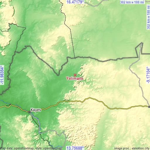 Topographic map of Yélimané