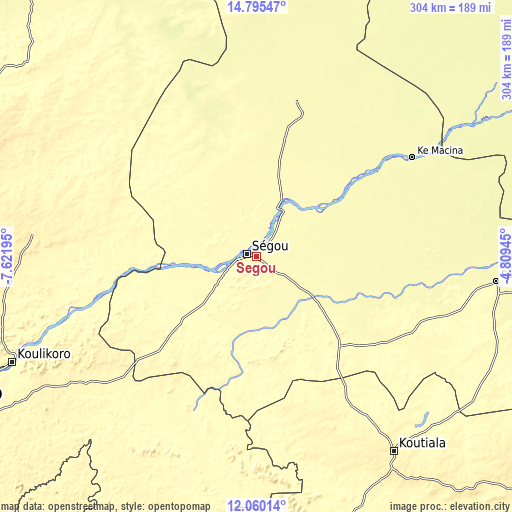 Topographic map of Ségou