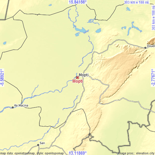 Topographic map of Mopti
