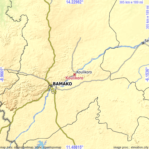 Topographic map of Koulikoro