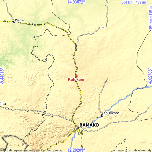 Topographic map of Kolokani