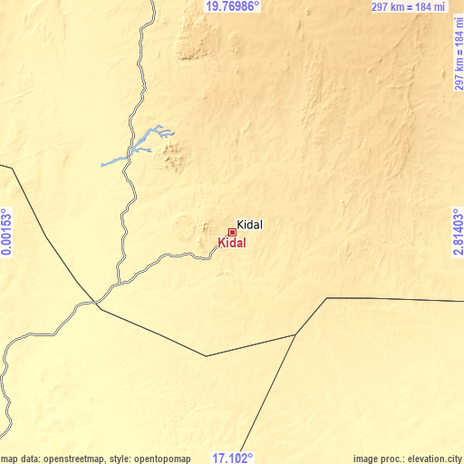 Topographic map of Kidal