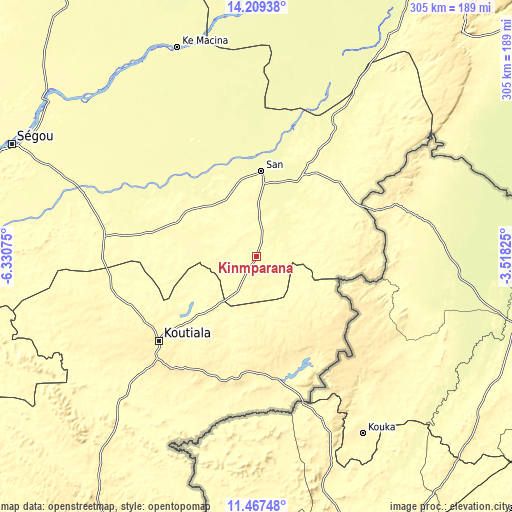 Topographic map of Kinmparana