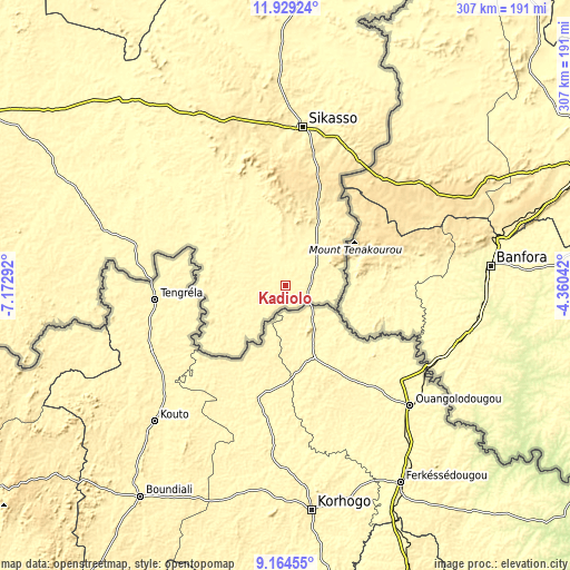 Topographic map of Kadiolo