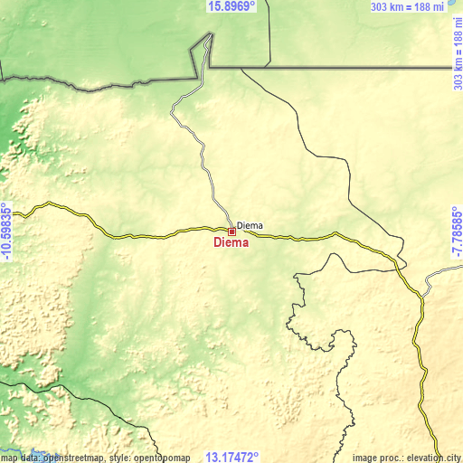Topographic map of Diéma