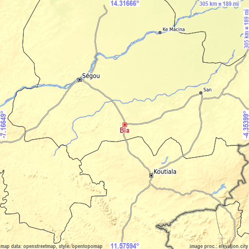 Topographic map of Bla