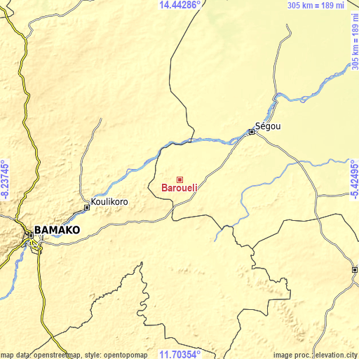 Topographic map of Barouéli