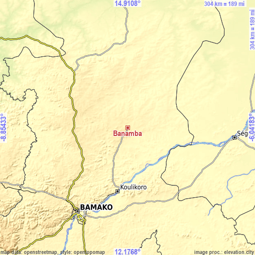 Topographic map of Banamba