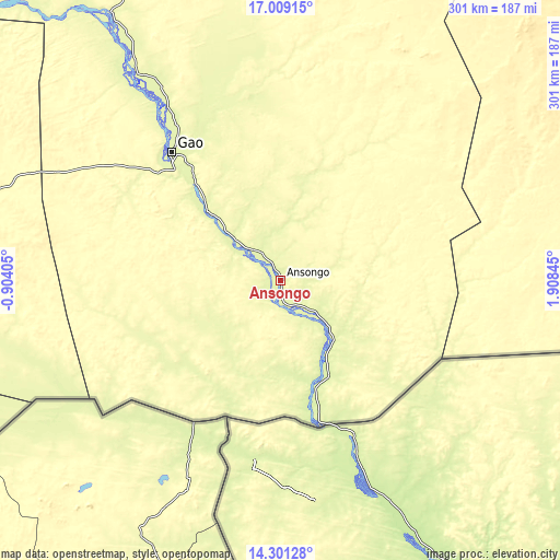 Topographic map of Ansongo