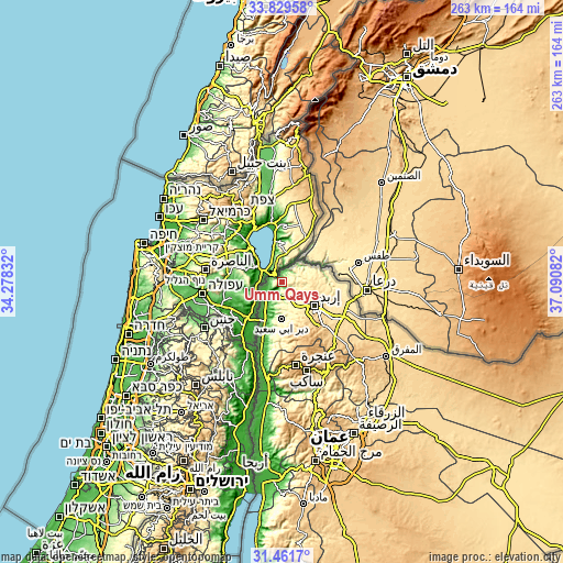 Topographic map of Umm Qays