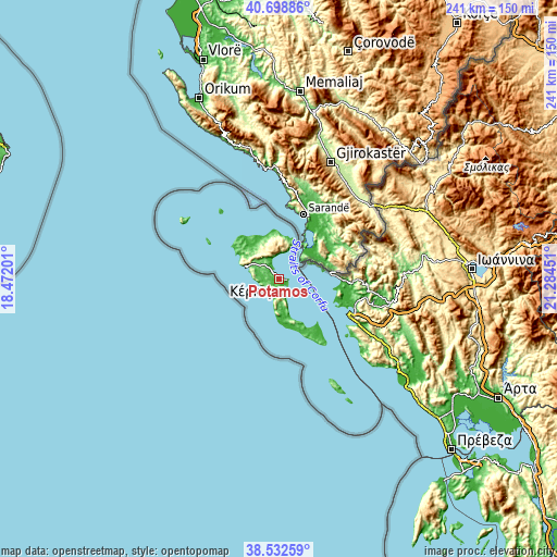 Topographic map of Potamós