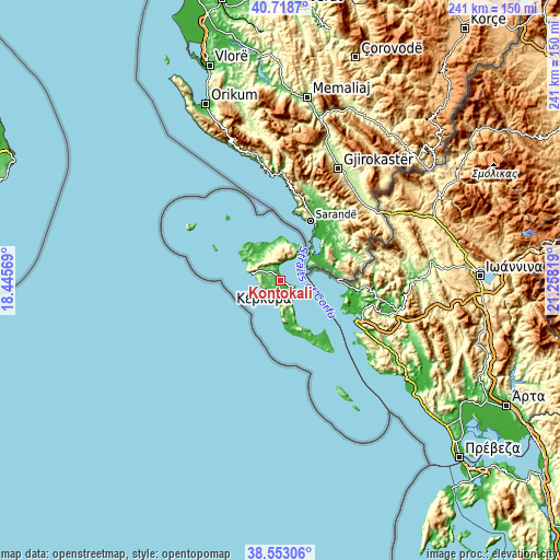 Topographic map of Kontokáli