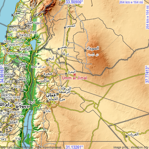 Topographic map of Umm al Jimāl