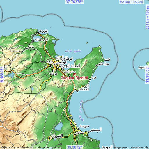 Topographic map of Zaouiat Djedidi