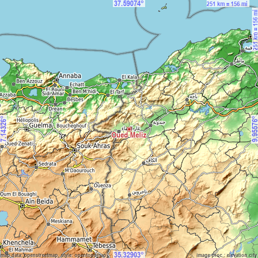 Topographic map of Oued Meliz