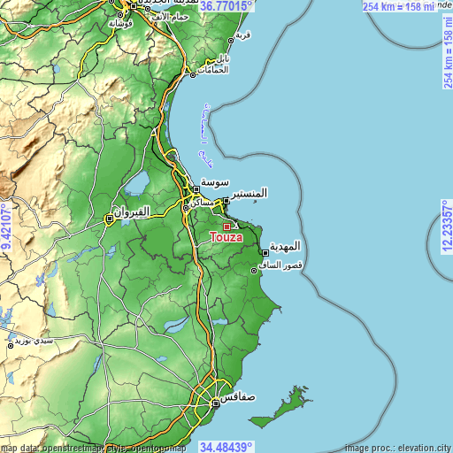 Topographic map of Touza