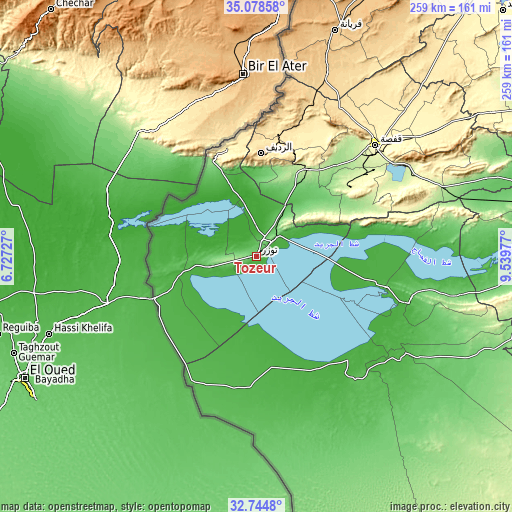 Topographic map of Tozeur